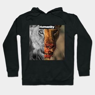 humanity female lion after dinner in serengeti Hoodie